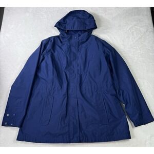 LL Bean H2Off Rain Jacket Womens Size XL Navy Blue Quilted Liner Mint Condition